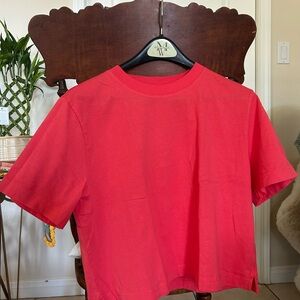 J.Crew NWT Relaxed premium-weight cropped T-shirt S Small Top Vintage Red